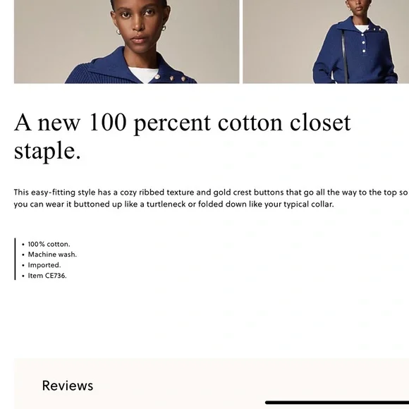 J. Crew Cream Knit Turtleneck Pullover with Gold Buttons - Picture 10 of 11